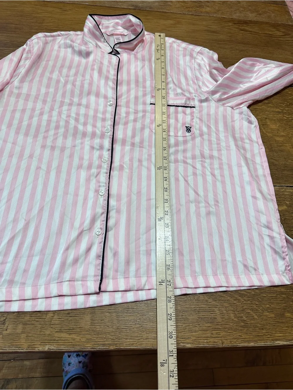 Victoria's Secret sz XXL Pink and White Striped Pajama Set with Black Piping
